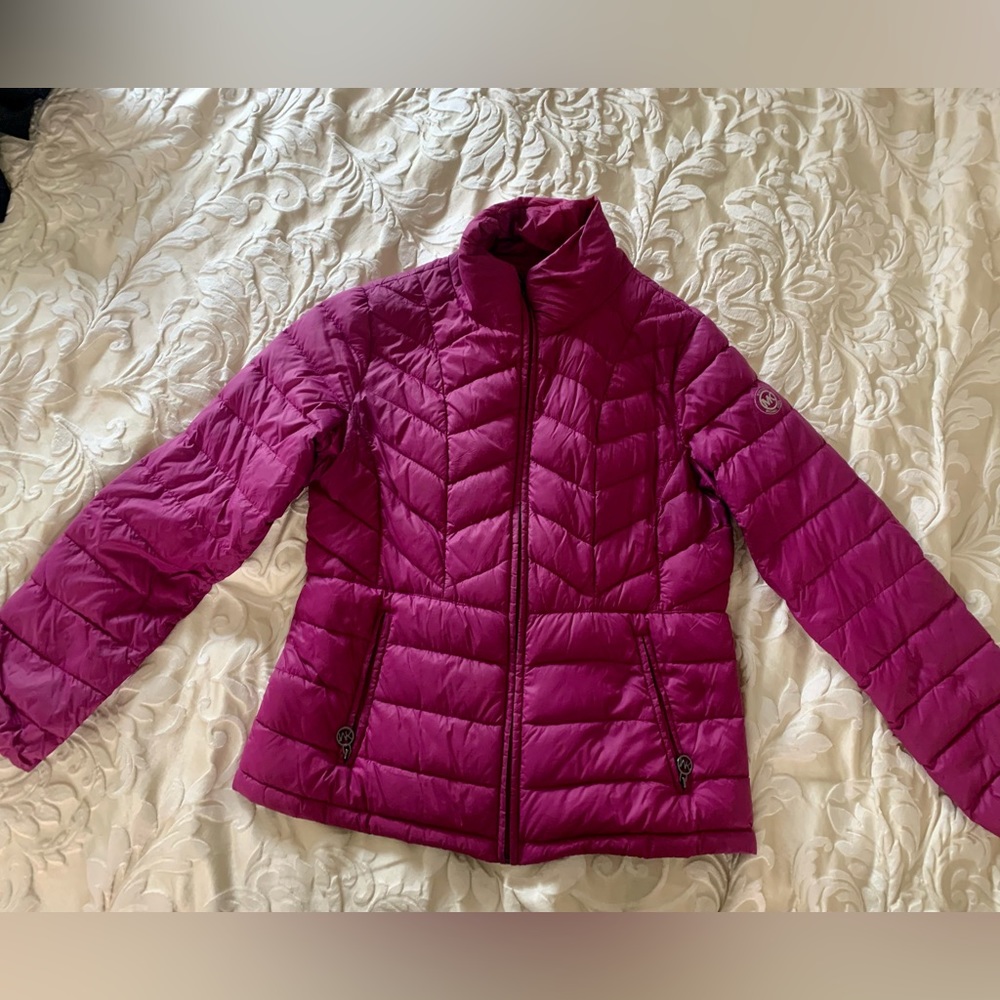 Michael Kors Magenta Down Compact Jacket L